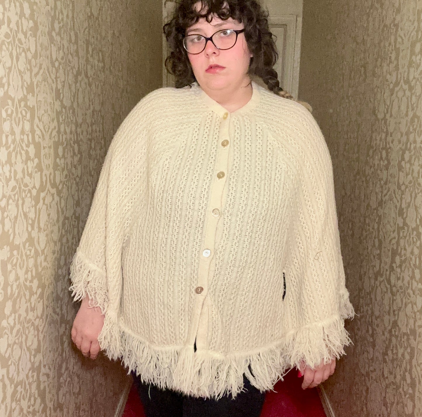 Cream Sweater Poncho (XL)