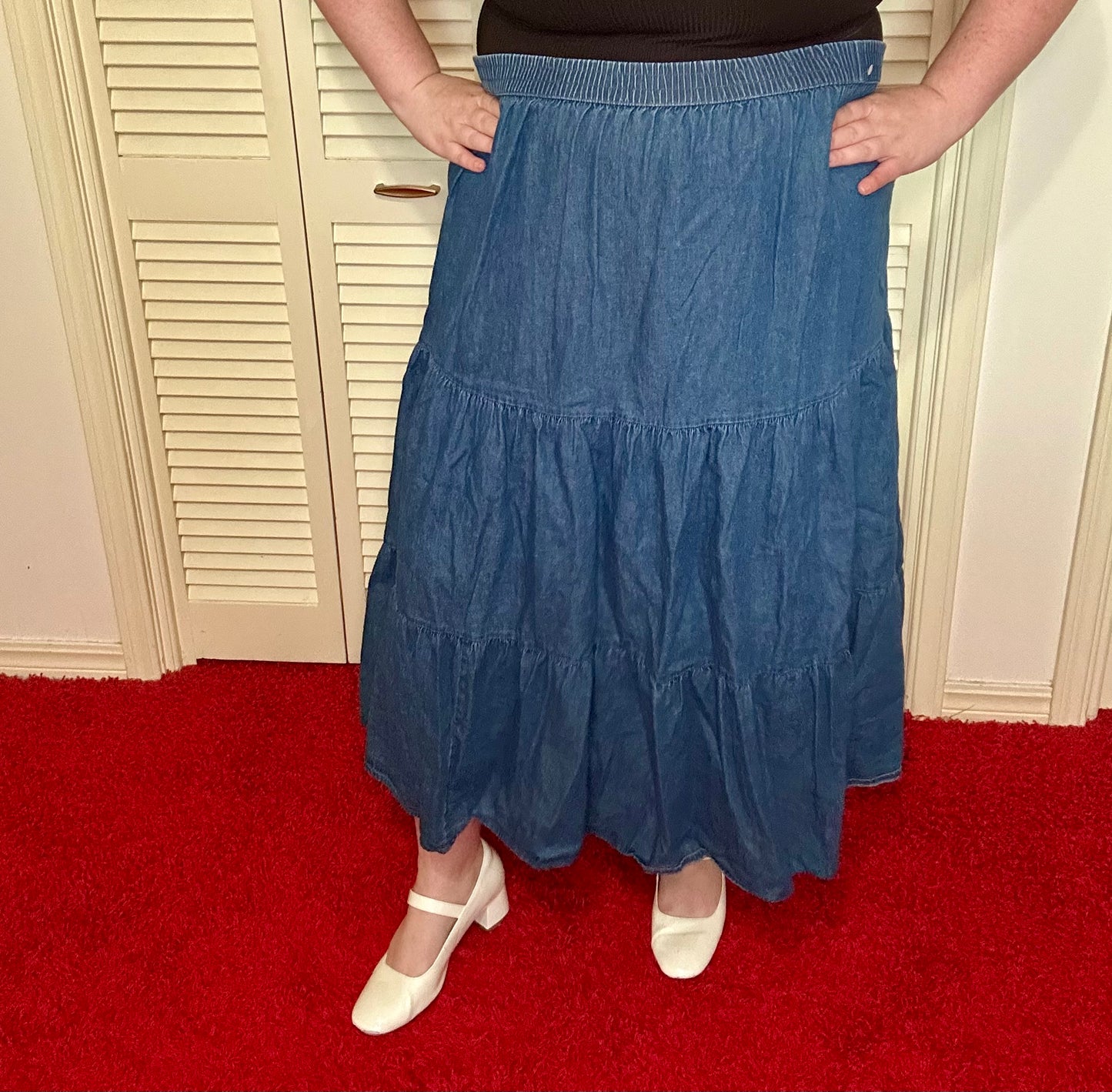Blue Denim Tiered Skirt (XL)