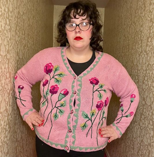 Rose Pink Sweater Cardigan (L)