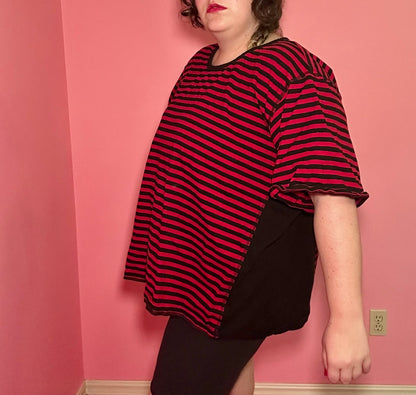 Sporty Black And Red Striped Top (5X)