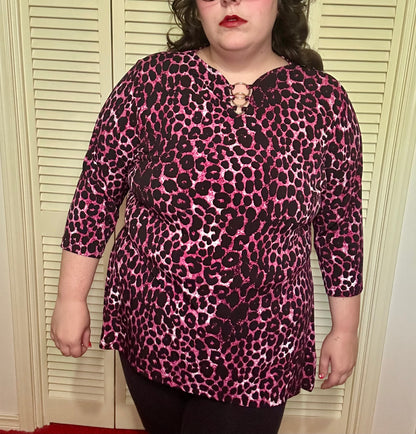 Pink Cheetah Blouse (XL)
