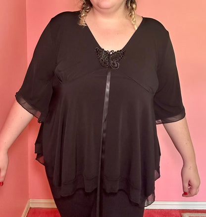 Butterfly Babydoll Top (2X)