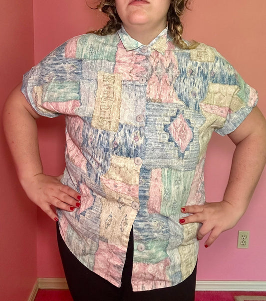 Pastel Button Up Blouse (20W)