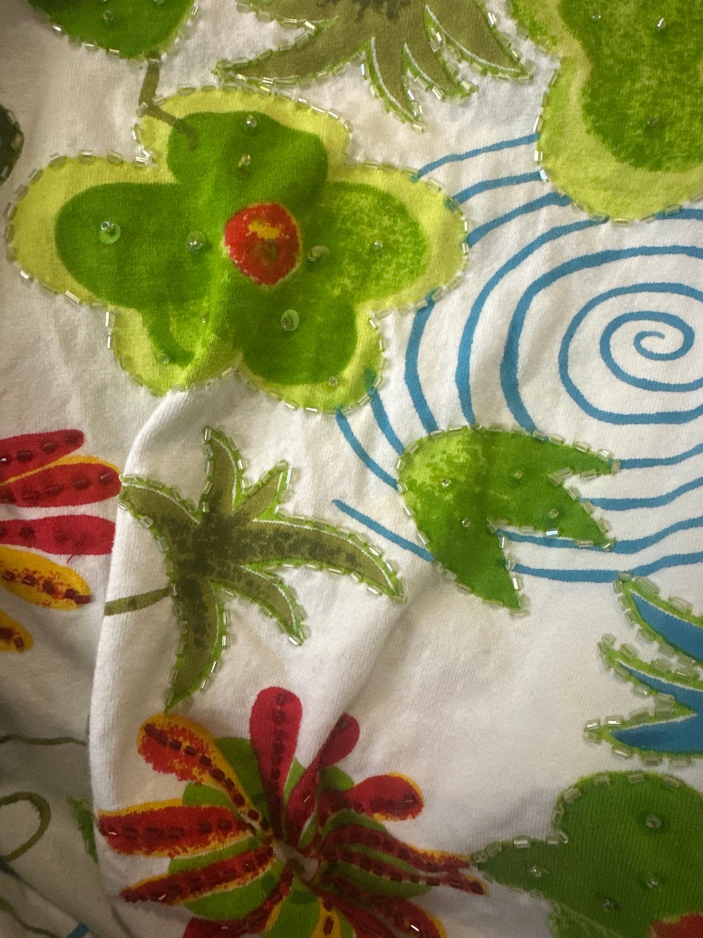 Whimsical Floral Beaded Top (1X)