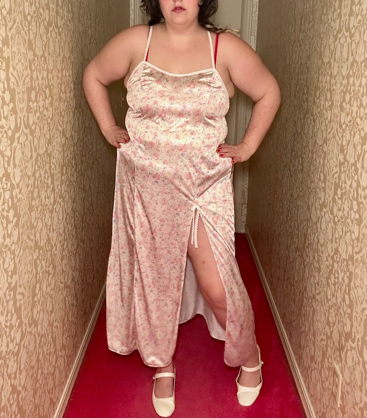 Pastel Floral Slip Dress (1X)