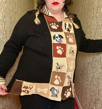 Puppy Dog Zip Up Sweater Cardigan (XL)