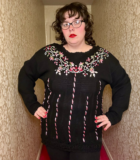 Black and Pink Ribbons Sweater (L)