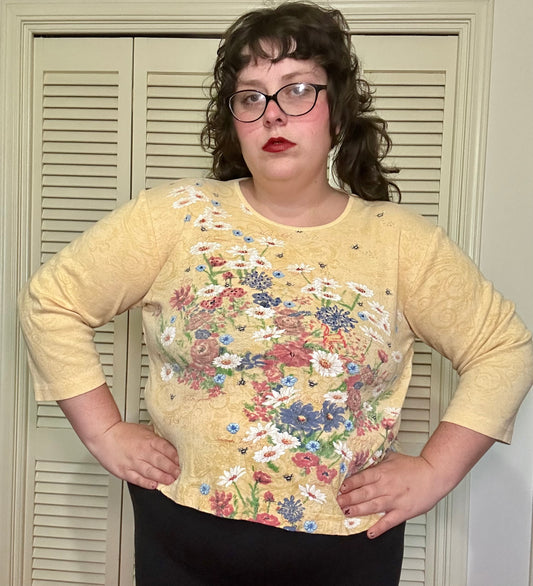 Yellow Graphic y2k Top (XL)
