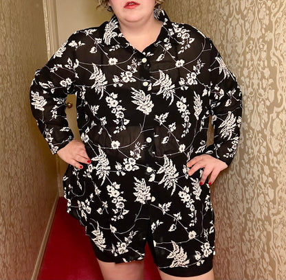 Black Floral Sheer Blouse (22/24)