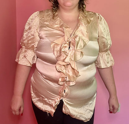 Cream Silk Ruffle Blouse (L)