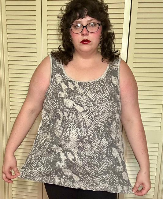 Grey Sparkly Snake Skin Tank (4X)