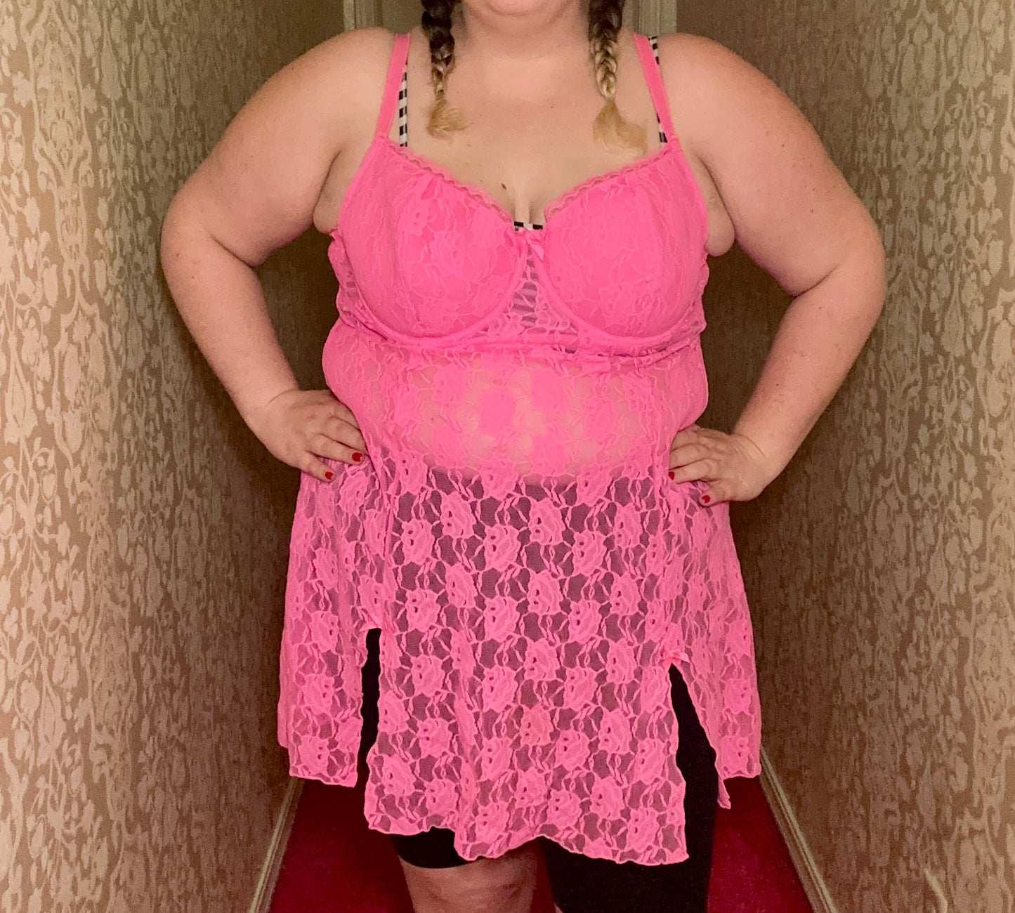 Neon Pink Lace Bustier (40D)