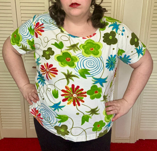 Whimsical Floral Beaded Top (1X)