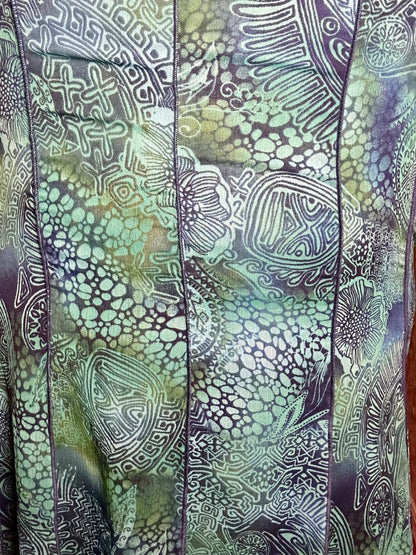 Y2K Teal Patterned Skirt (XL)