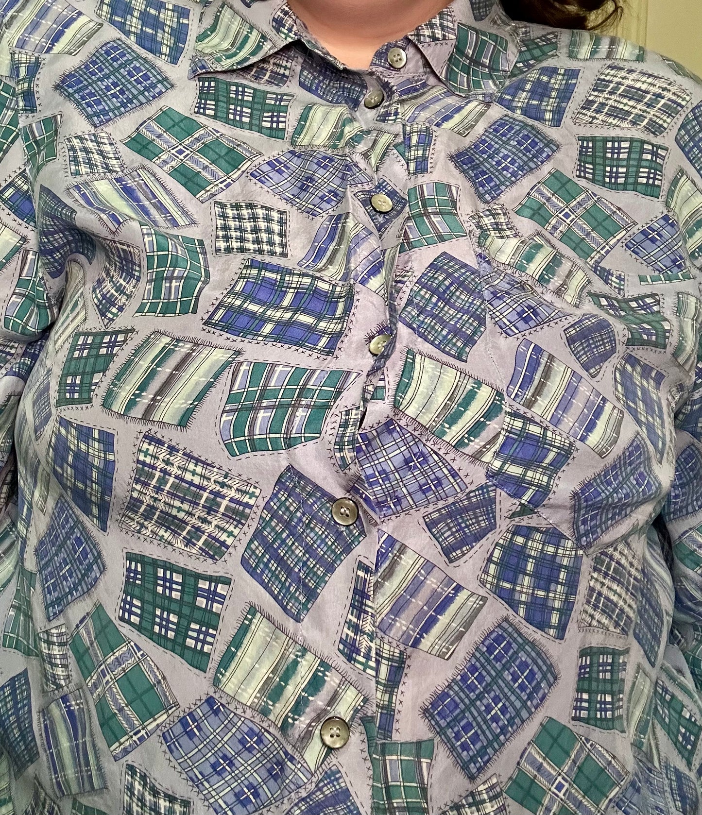 Blue Patchwork Pattern Blouse (16)