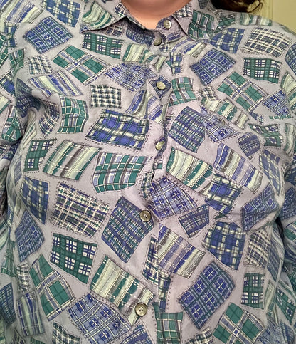 Blue Patchwork Pattern Blouse (16)