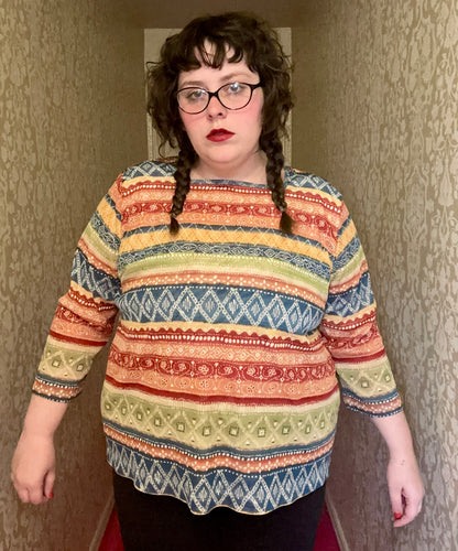 Boho Striped Graphic Top (2X)