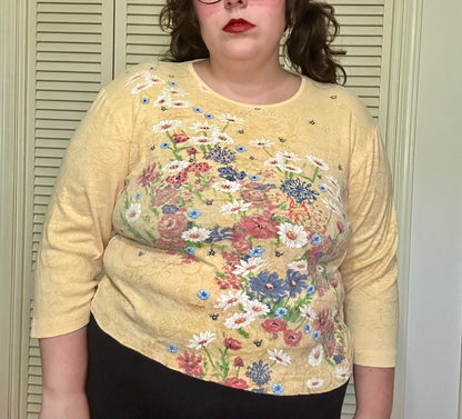 Yellow Graphic y2k Top (XL)