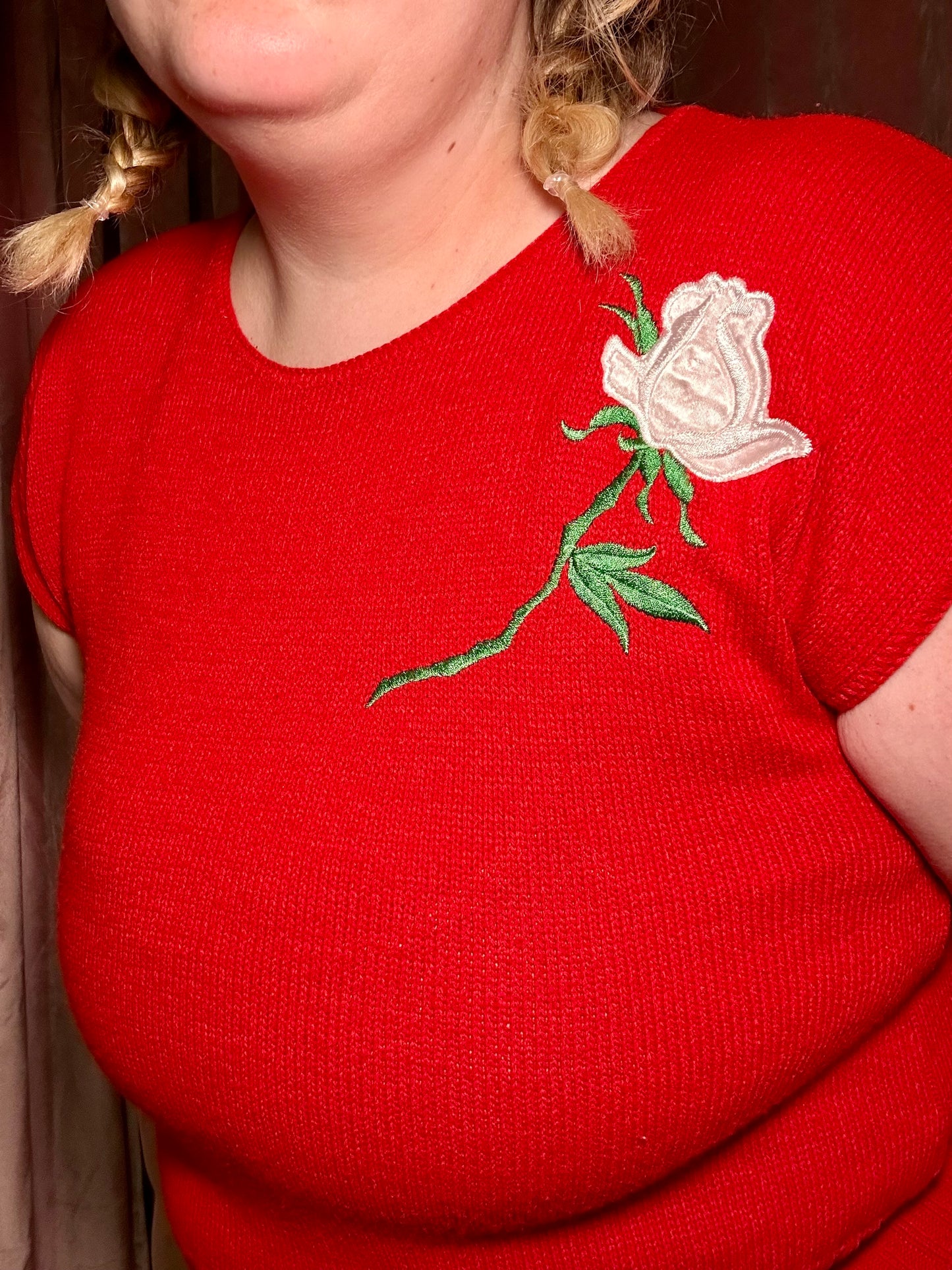 Embroidered Rose Sweater (L)