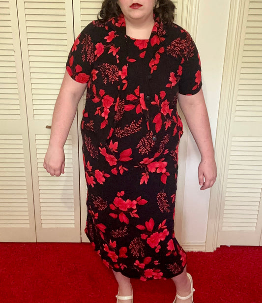 Red Floral Matching Dress Set (16W)