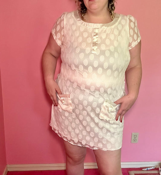 White Polkadot Mini Dress (16W)