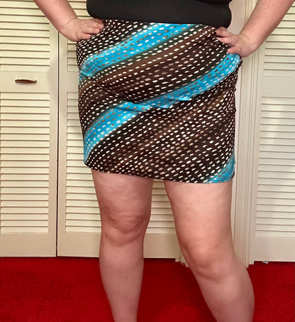 Teal and Brown Mini Skirt (L)