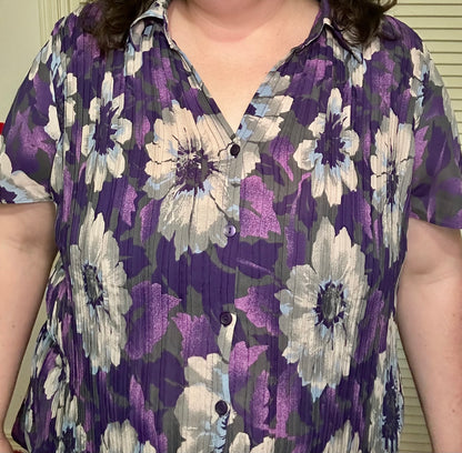 Purple Floral Blouse (1X)
