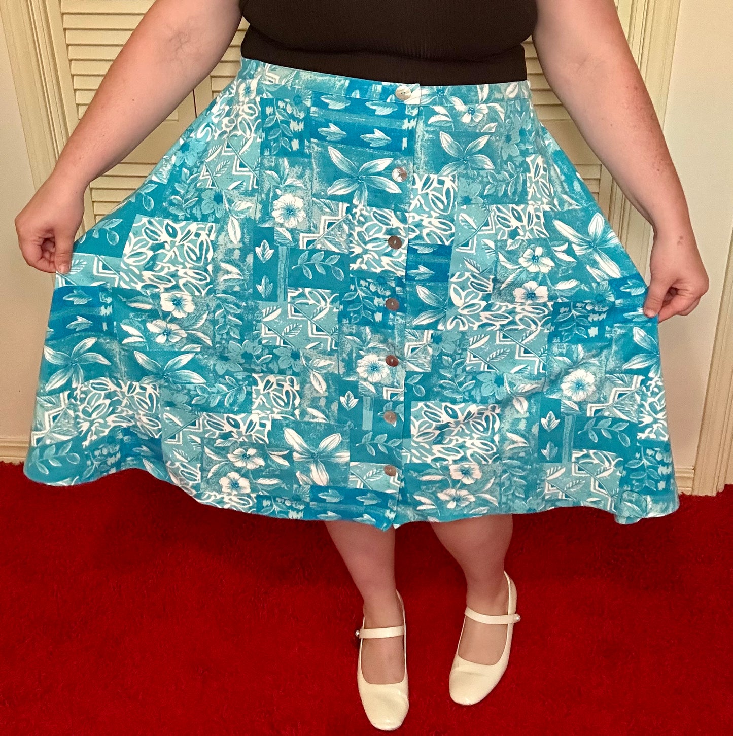Blue Beach Floral Skirt (2X)