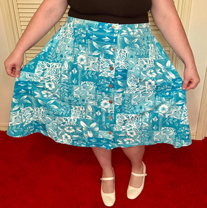 Blue Beach Floral Skirt (2X)