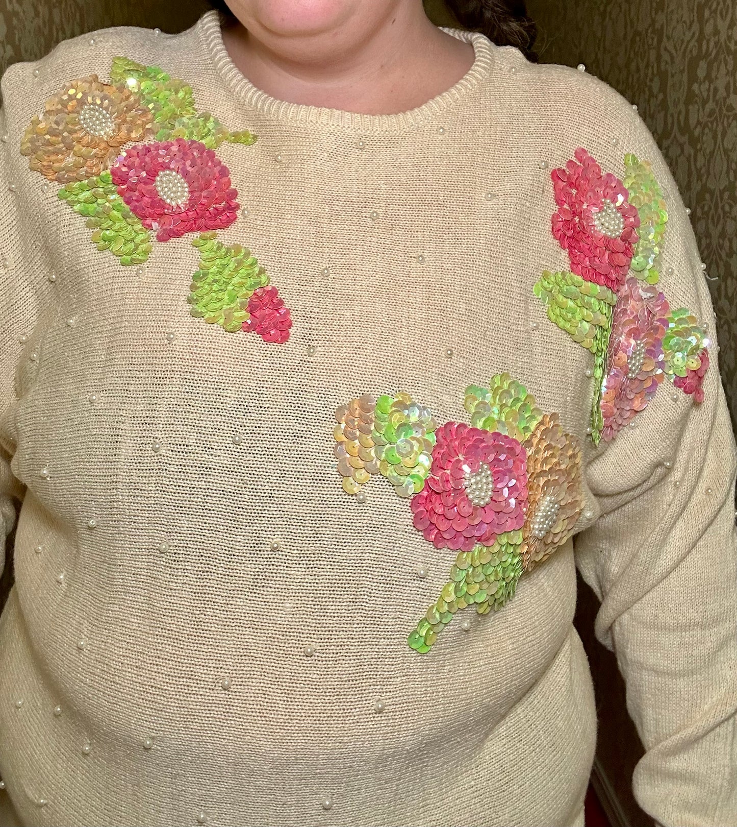 Sequins and Pearls Sweater (L)