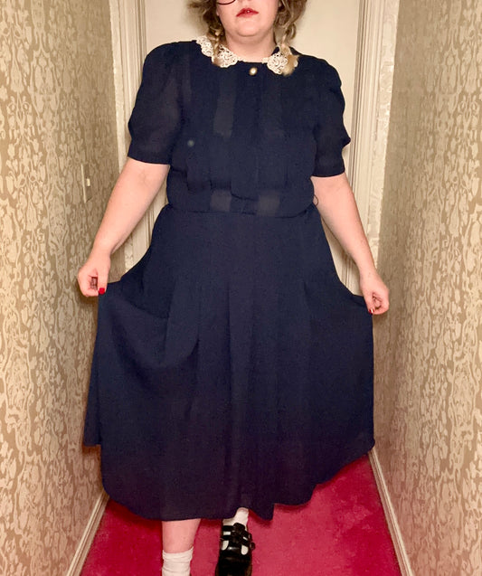 Navy Blue Lace Collar Dress (14)