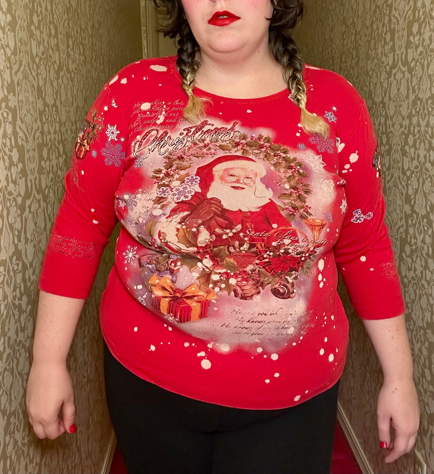 Red Y2K Santa Graphic Top (XL)