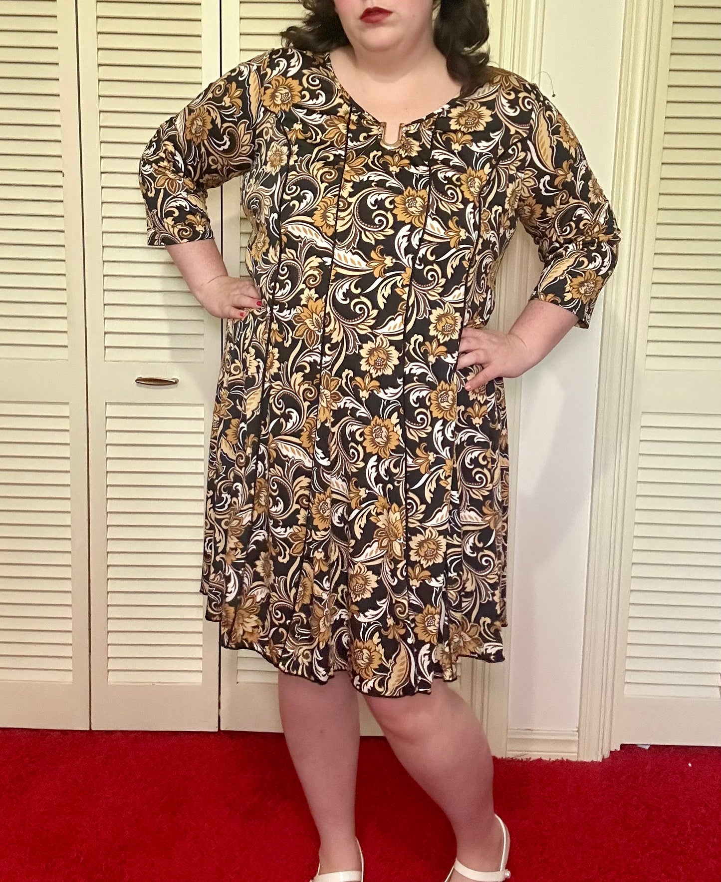 Gold and Black Floral Dress (3X)