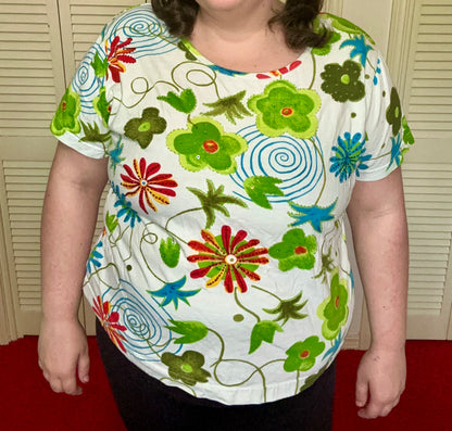 Whimsical Floral Beaded Top (1X)
