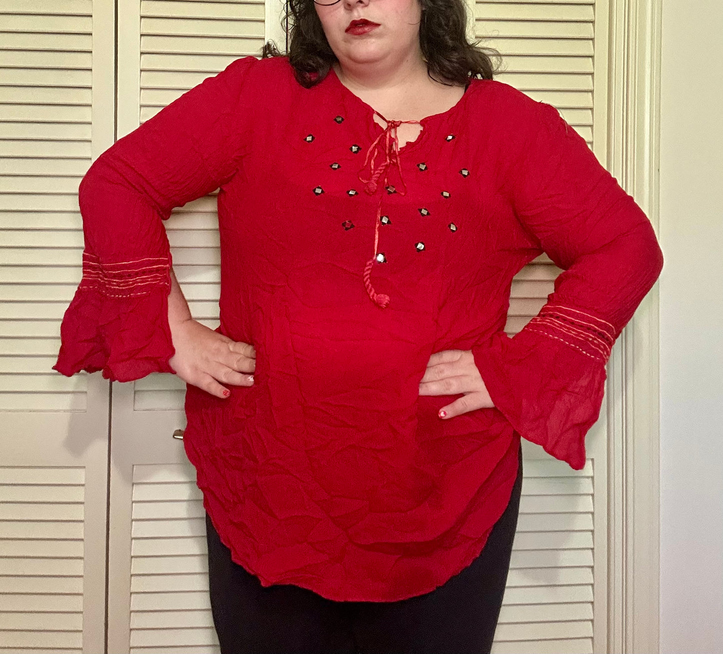 Red Boho Blouse (2X)