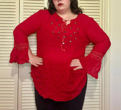 Red Boho Blouse (2X)