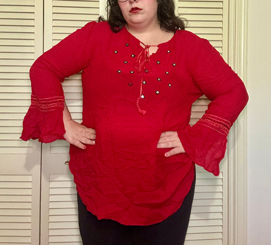 Red Boho Blouse (2X)