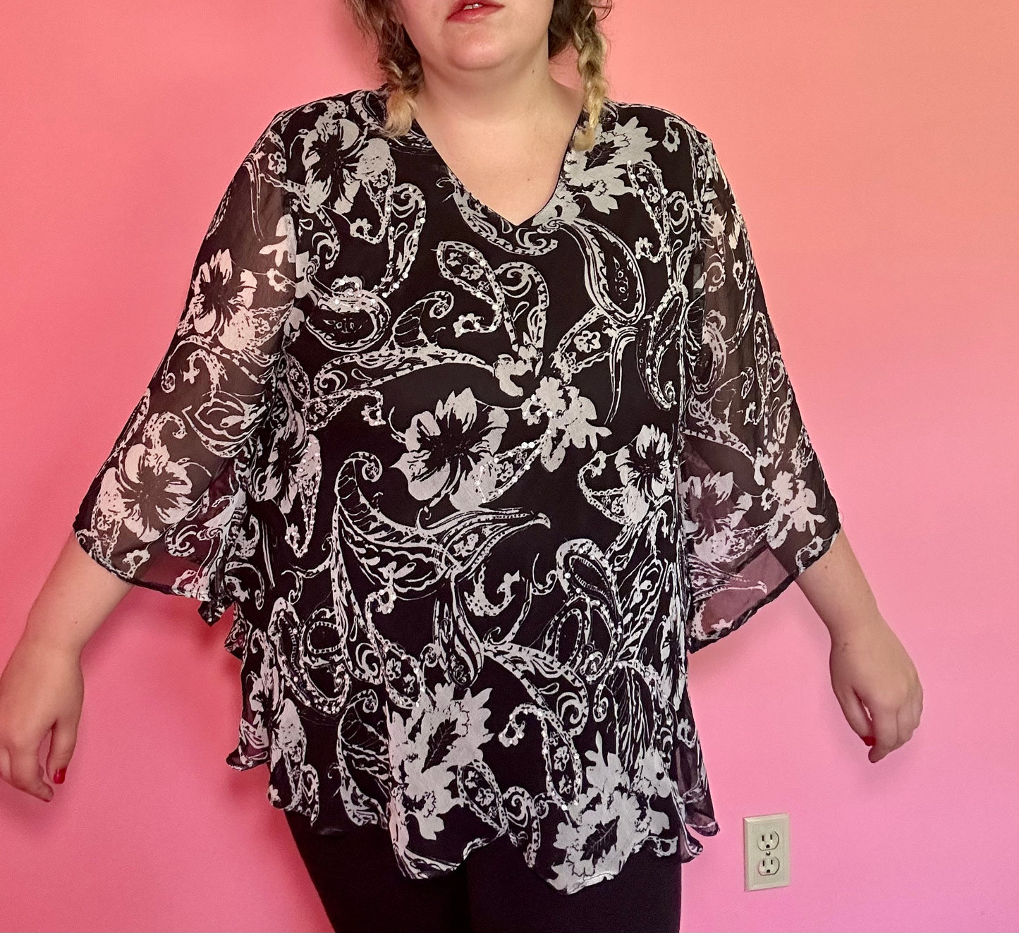 Black Paisley Blouse (2X)