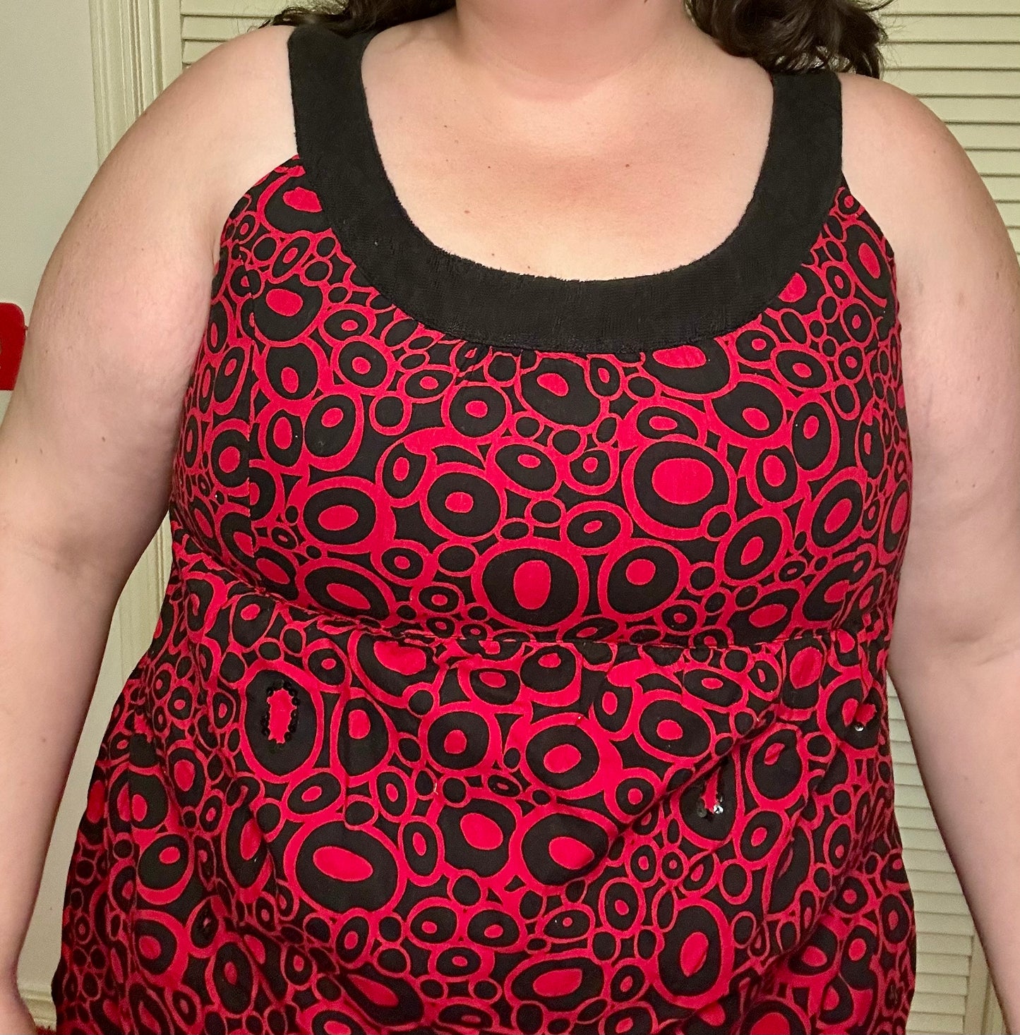 Red and Black Circle Babydoll Top (L)