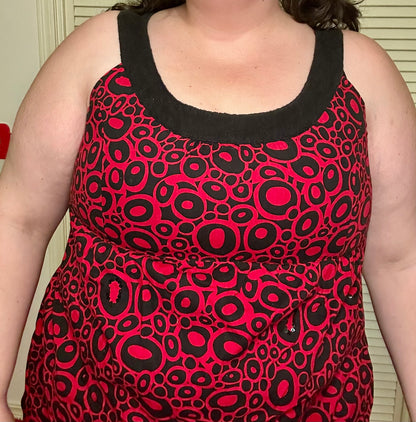 Red and Black Circle Babydoll Top (L)