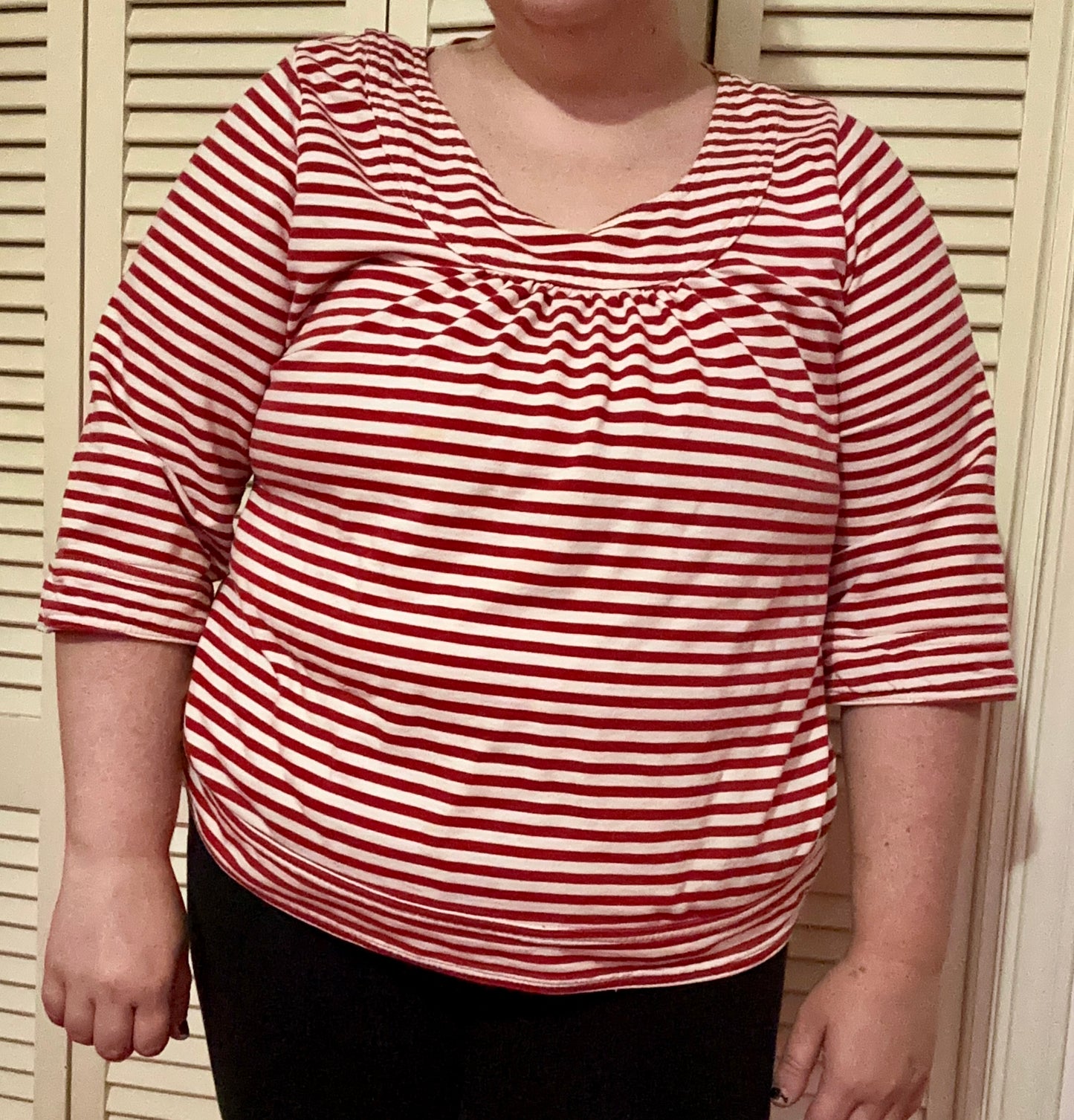 Twee Red and White Striped Blouse (XXL)
