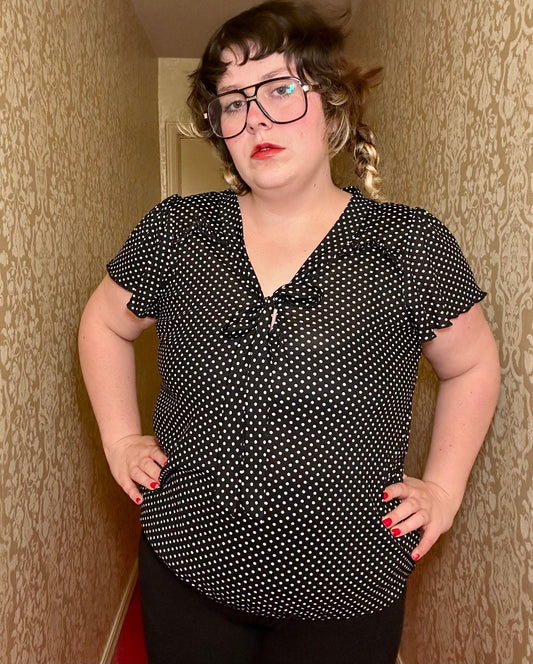 Polka Dot Bow Blouse (XXL)
