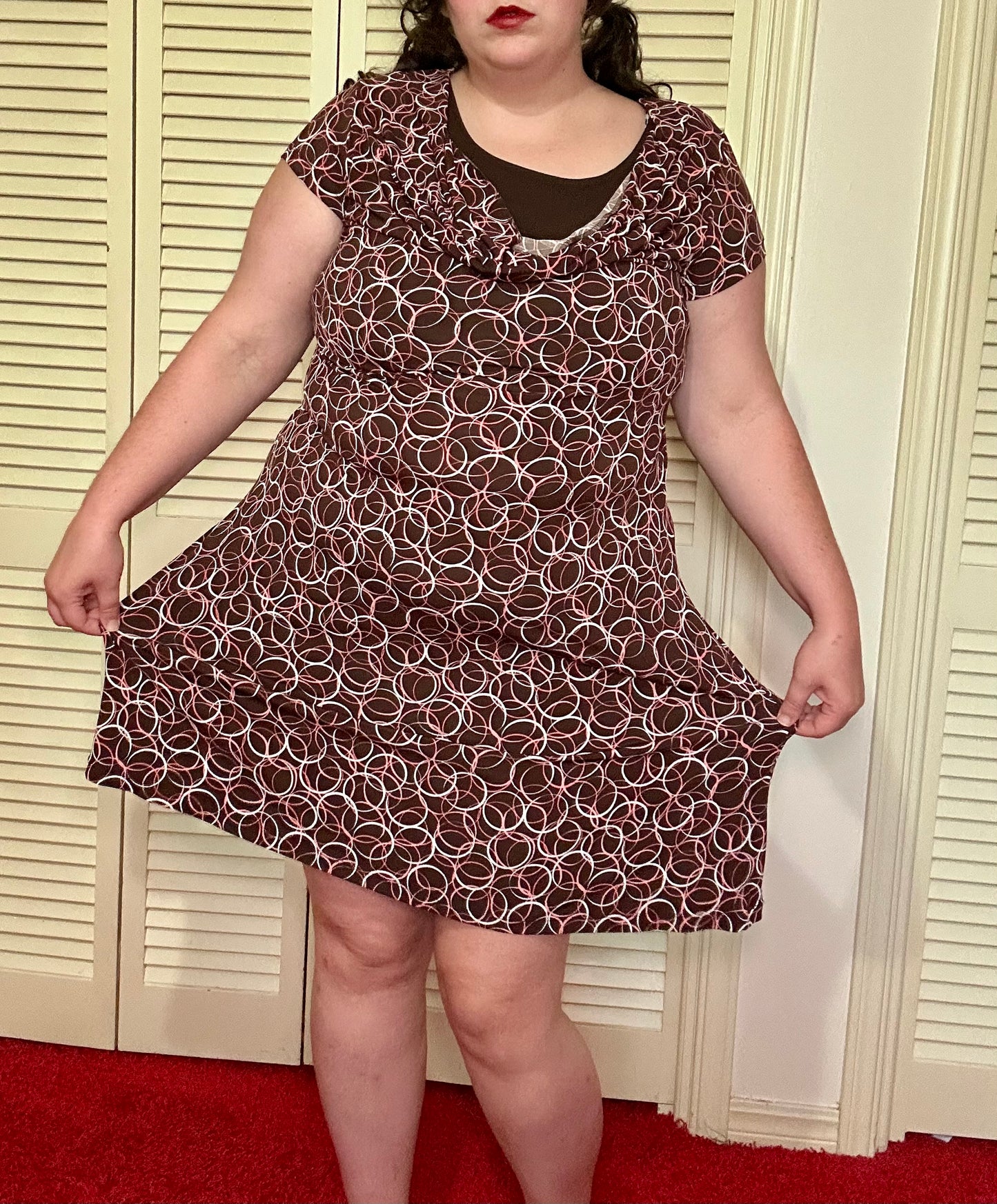 Brown and Pink y2k Swirl Dress (L)