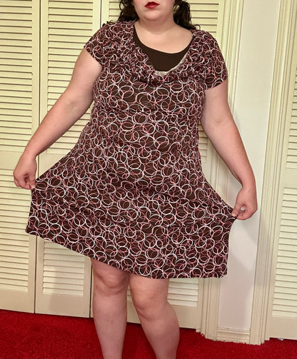 Brown and Pink y2k Swirl Dress (L)