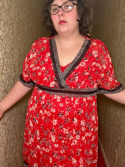 Red Chiffon Floral Dress (18)