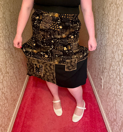 Boho Black Floral Skirt (1X)