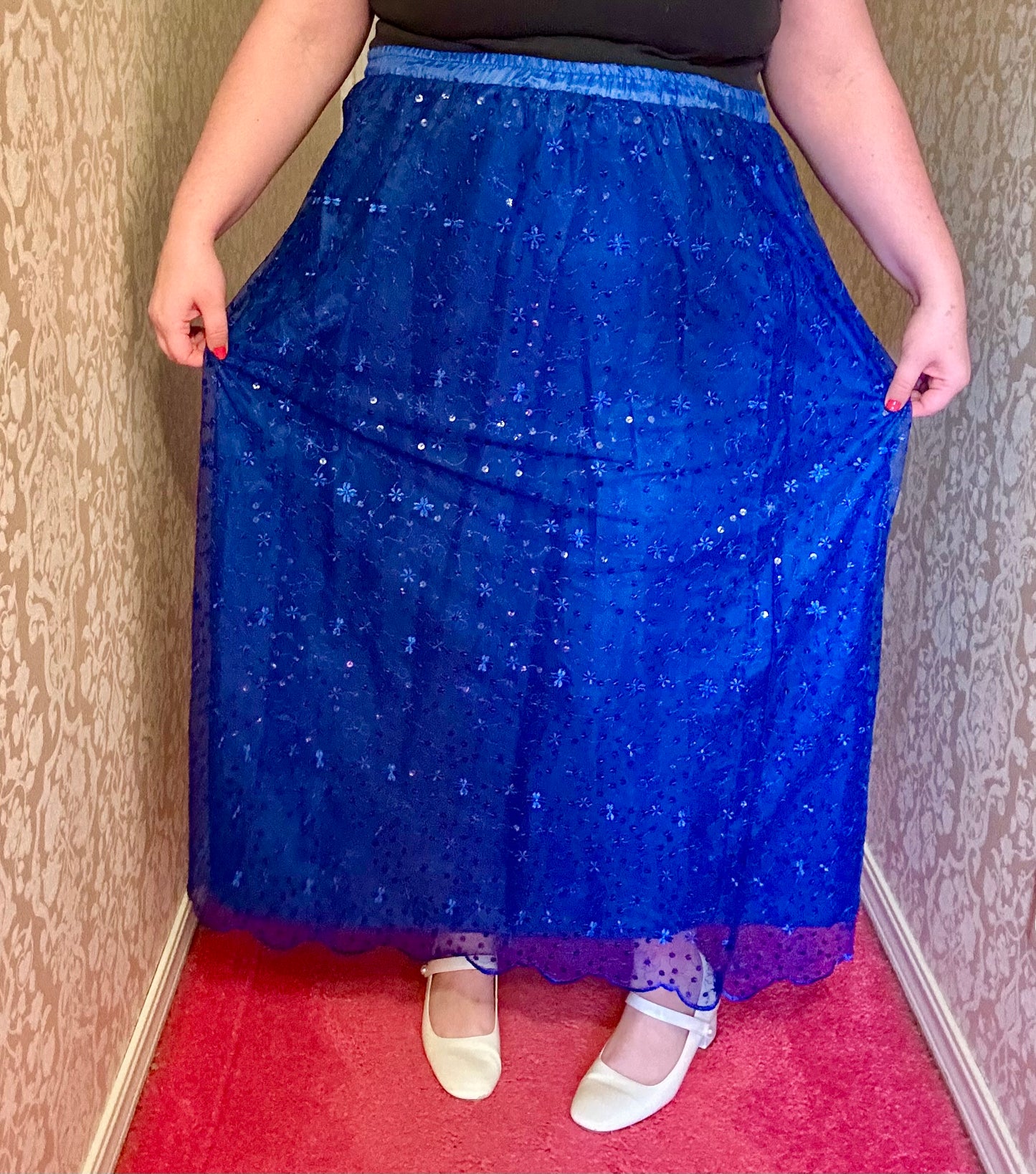 Blue Sparkly Maxi Skirt (3X)