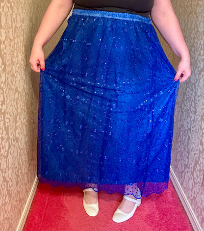 Blue Sparkly Maxi Skirt (3X)