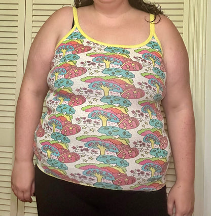 Stars and Trees Colorful Graphic Y2K Tank Top (XL)