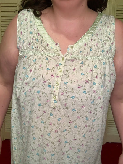Light Green Floral Nightgown (2X)